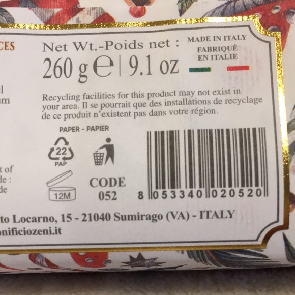 Zeni Italian Apple & Spices Scented Large Soap Bar cute Christmas Wrap NWT 9.1oz - Picture 8 of 13